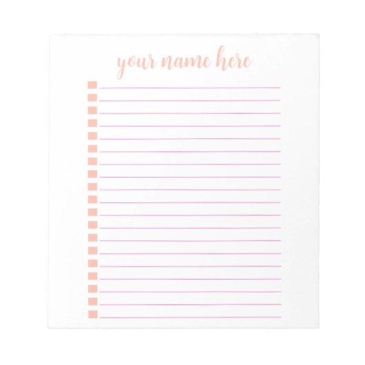 Personalisierter Checkliste-Plan Notepad Notizblock (Vorderseite)