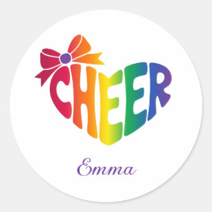 Personalisierter Cheerleader-Name   Farbige Logos Runder Aufkleber
