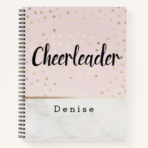Personalisierter Cheerleader Pink Gold & Marmor Pu Notizblock