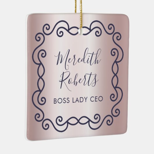 Personalisierter Chef der Boss Lady Blush Metallic Keramikornament (Rechts)