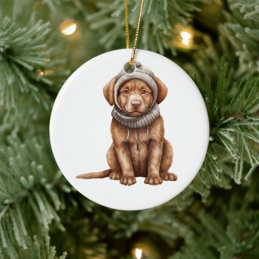Personalisierter Chesapeake Bay Retriever Hund Keramik Ornament (Baum)