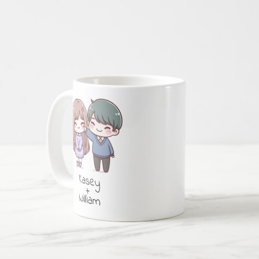 Personalisierter Chibi-Stil Kaffeetasse (Vorderseite Links)