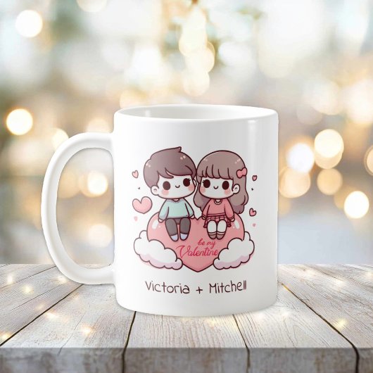 Personalisierter Chibi-Stil Sei mein Paar Kaffeetasse