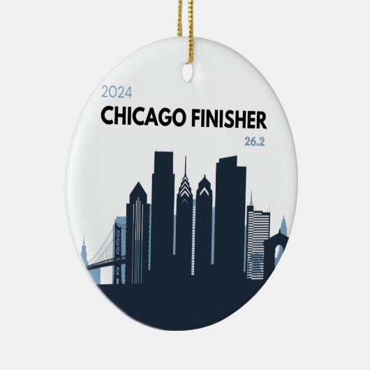 Personalisierter Chicago Marathon Einzigartiges Ru Keramik Ornament (Rechts)