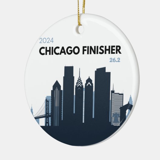 Personalisierter Chicago Marathon Einzigartiges Ru Keramik Ornament (Links)