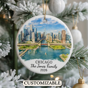 Personalisierter Chicago-Schmuck, Individuelles Il Keramik Ornament
