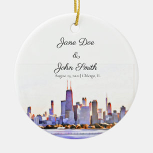 Personalisierter Chicago Skyline Keramik Ornament