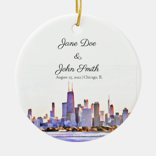 Personalisierter Chicago Skyline Keramik Ornament (Vorne)