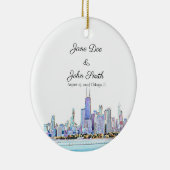 Personalisierter Chicago Skyline Keramik Ornament (Rechts)