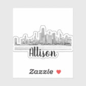 Personalisierter Chicago Skyline Name Sticker (Blatt)