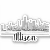 Personalisierter Chicago Skyline Name Sticker (Vorderseite)