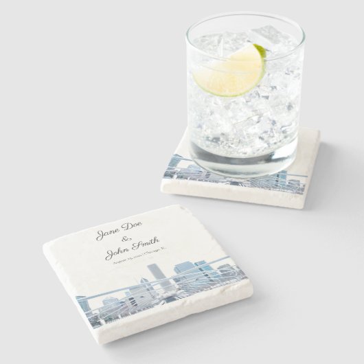 Personalisierter Chicago Stone Untersetzer (Seitenansicht)