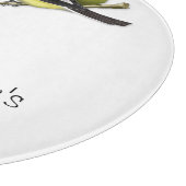 Personalisierter Chickadee und Kirschen auf Schneidebrett (Ecke)