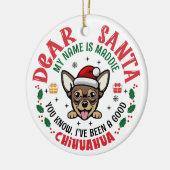 Personalisierter Chihuahua Dog Weihnachtsbaum Rund Keramik Ornament (Links)