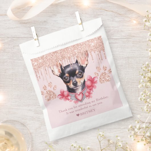Personalisierter Chihuahua Hund mit Glitzer Geburt Geschenktütchen (Ausgeschnitten)