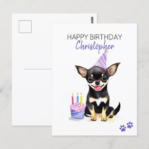 Personalisierter Chihuahua-Hund zum Geburtstag Postkarte