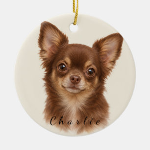 Personalisierter Chihuahua mit individuellem Namen Keramik Ornament