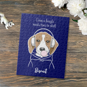 Personalisierter chilliger Hund lustiger Beagle Puzzle