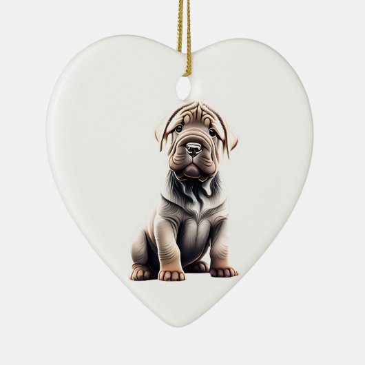 Personalisierter chinesischer Shar-Pei-Welpe Keramik Ornament (Rechts)