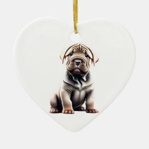Personalisierter chinesischer Shar-Pei-Welpe Keramik Ornament