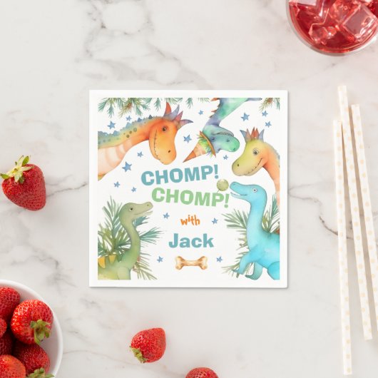 Personalisierter CHOMP! CHOMP! Dinosaur Napkin Serviette (Beispiel)