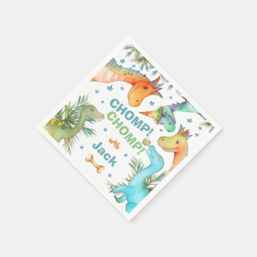 Personalisierter CHOMP! CHOMP! Dinosaur Napkin Serviette (Ecke)
