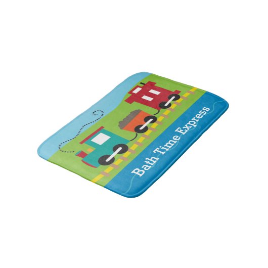 Personalisierter Choo Choo-Zug Badematte (Schrägansicht)