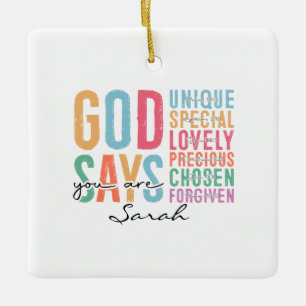 Personalisierter christlicher Bibelvers-Schmuck Keramikornament