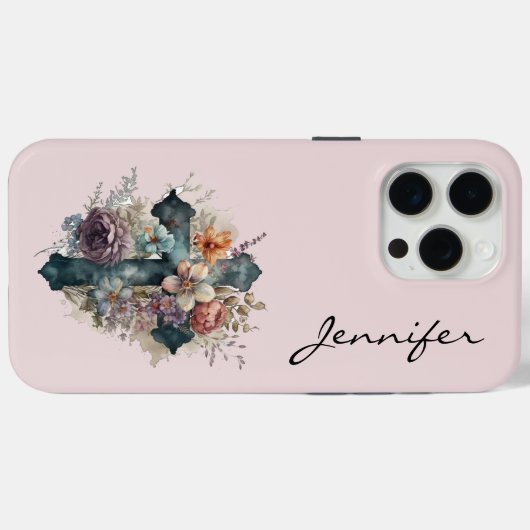 Personalisierter Christlicher Cross iPhone Case (Rückseite (Horizontal))