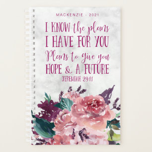 Personalisierter Christlicher Verse Blumenmarmor Planer