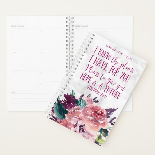 Personalisierter Christlicher Verse Blumenmarmor Planer (Anzeige)