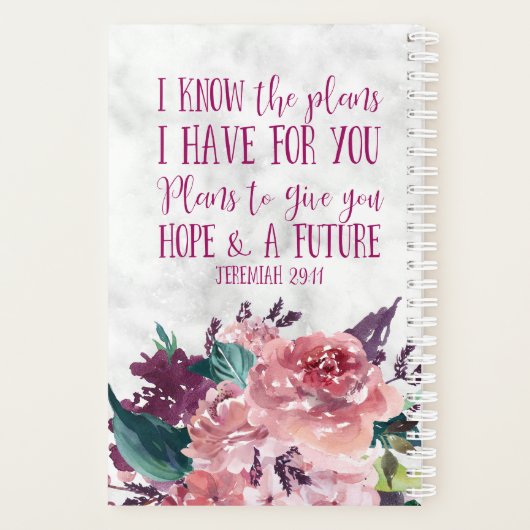 Personalisierter Christlicher Verse Blumenmarmor Planer (Rückseite)