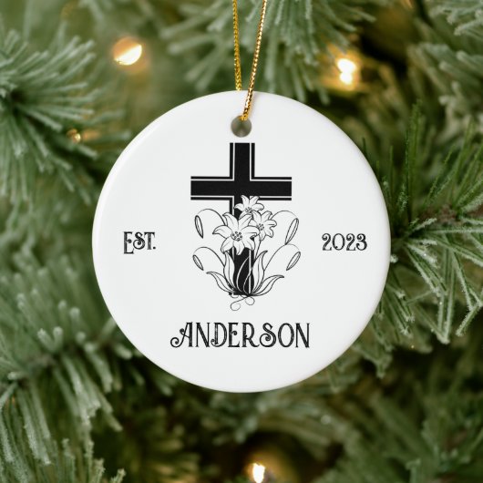 Personalisierter Christlicher Weihnachtsfeiertag Keramik Ornament (Baum)