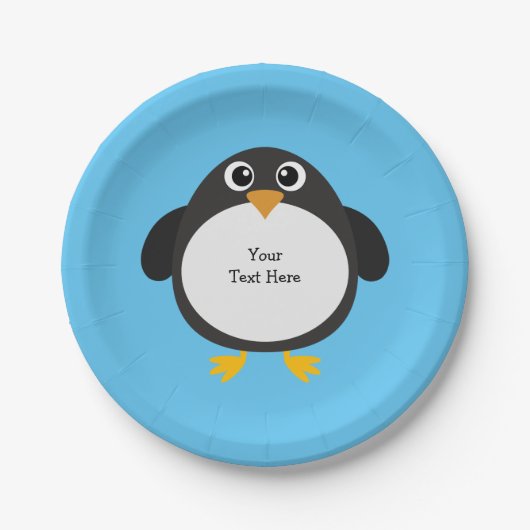 Personalisierter Chubby Penguin Pappteller (Vorderseite)
