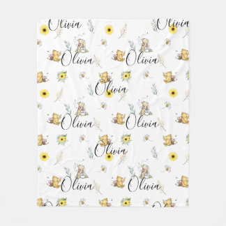 PERSONALISIERTER CLASSIC WINNIE BABY BLANKET GIFT FLEECEDECKE