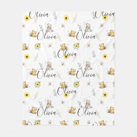 PERSONALISIERTER CLASSIC WINNIE BABY BLANKET GIFT FLEECEDECKE (Vorderseite)