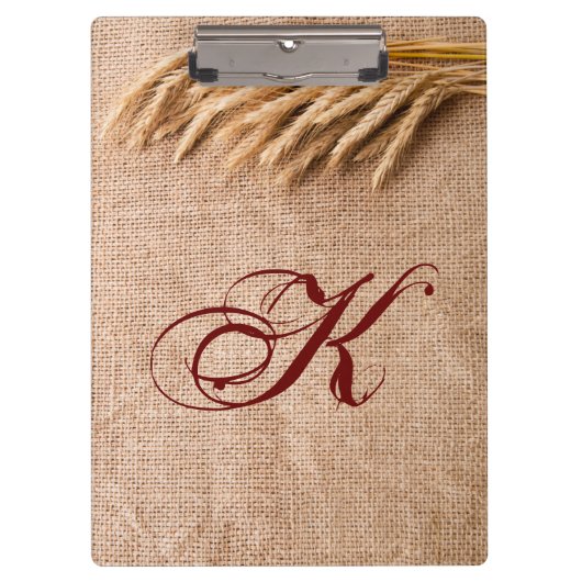Personalisierter Clip-Board-Weizen mit Burlap-Sack Klemmbrett (Vorderseite)