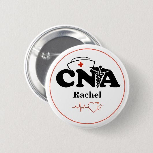 Personalisierter CNA-zertifizierter Krankenpfleger Button (Vorne & Hinten)