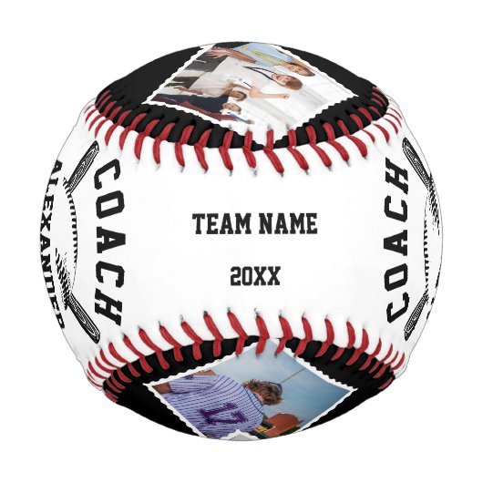 Personalisierter Coach mit 6 Foto- und Spielername Baseball (Rückseite)