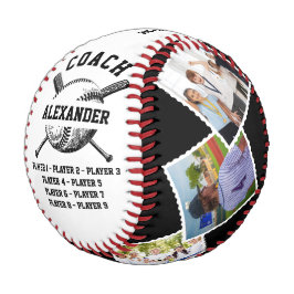 Personalisierter Coach mit 6 Foto- und Spielername Baseball