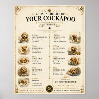 Personalisierter Cockapoo Tagesablauf Druck Gesche Poster