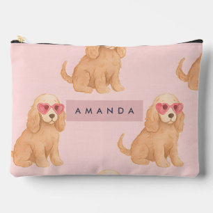 Personalisierter Cocker Spaniel Hund mit Brille Zubehörtasche