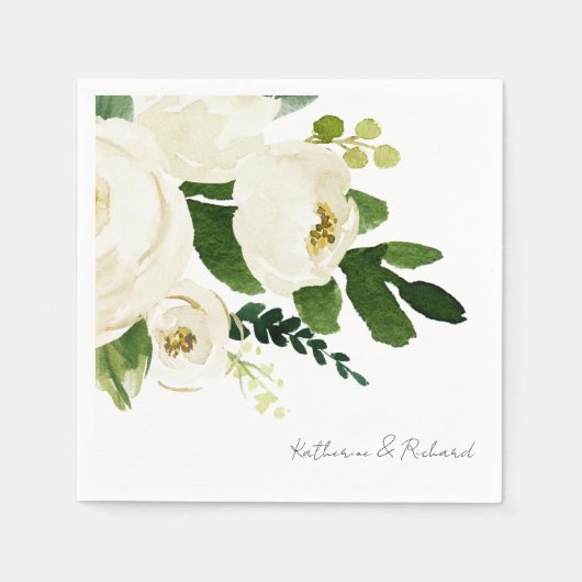 Personalisierter Cocktail im eleganten White Rose  Serviette (Vorderseite)