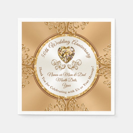 Personalisierter Cocktail Napkins zum 50-jährigen Serviette (Vorderseite)