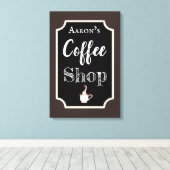Personalisierter Coffee Shop Art Leinwanddruck (Insitu (Holzboden))
