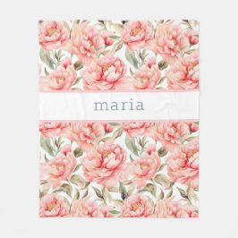Personalisierter Cogingcore Blush Peony Fleecedecke