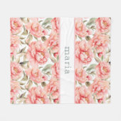 Personalisierter Cogingcore Blush Peony Fleecedecke (Vorderseite (Horizontal))