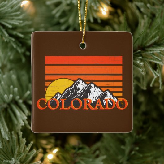 Personalisierter Colorado Berg Sonnenuntergang Keramikornament (Baum)