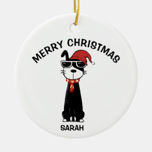 Personalisierter Cooler Hund 2 Frohe Weihnachten Keramik Ornament