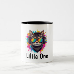 Personalisierter cooler Katzentasse mit Sonnenbril Zweifarbige Tasse